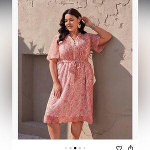 Chic Pink Floral Midi Dress